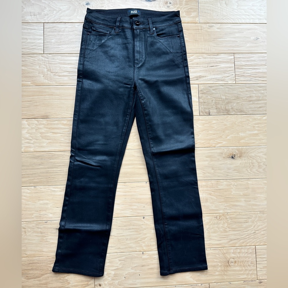 PAIGE Cindy Straight Coated Black Jeans